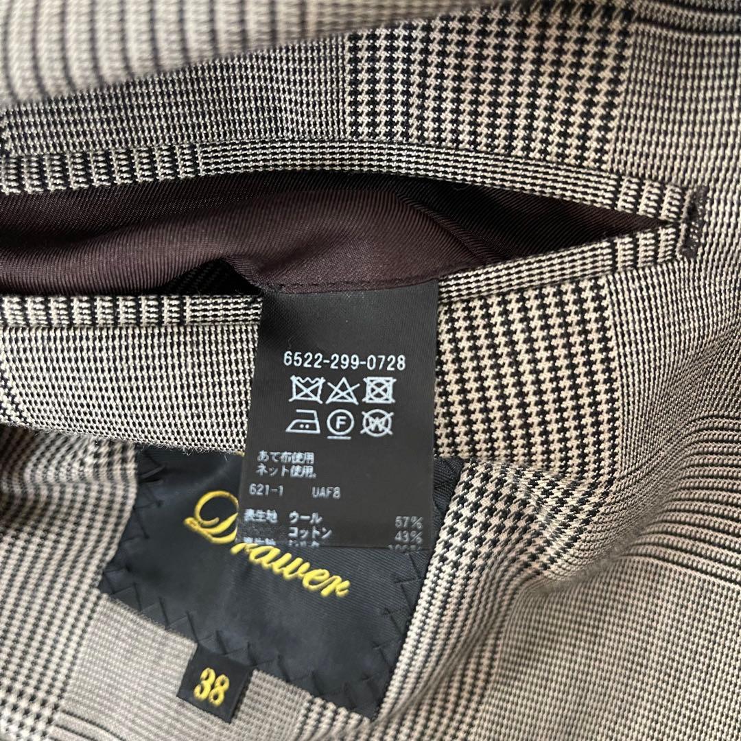【未使用級】22AW DRAWER ドゥロワー グレンチェック柄 ジレ ベスト
