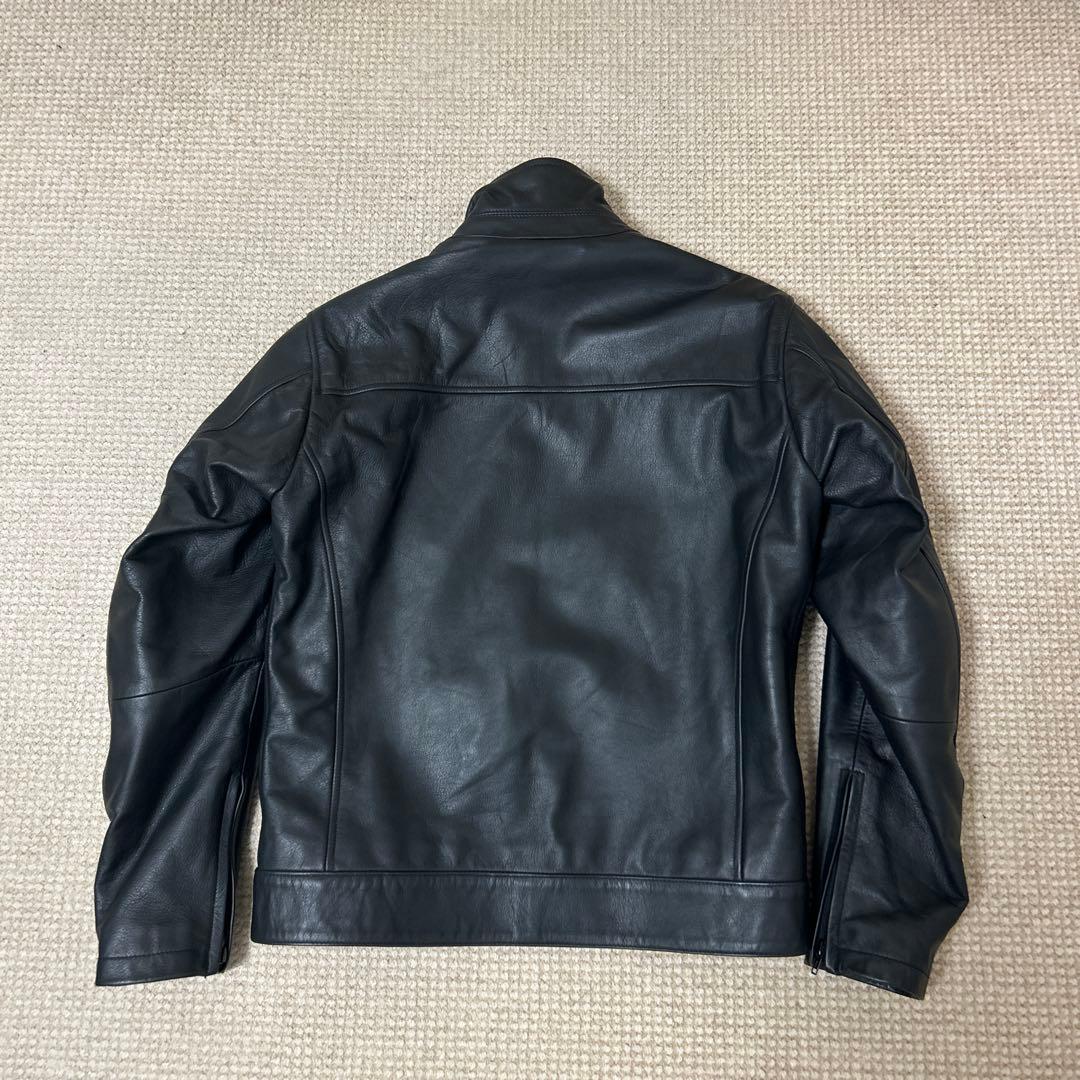  ブラックレザージャケット 46サイズ（肩、肘パッド付き）