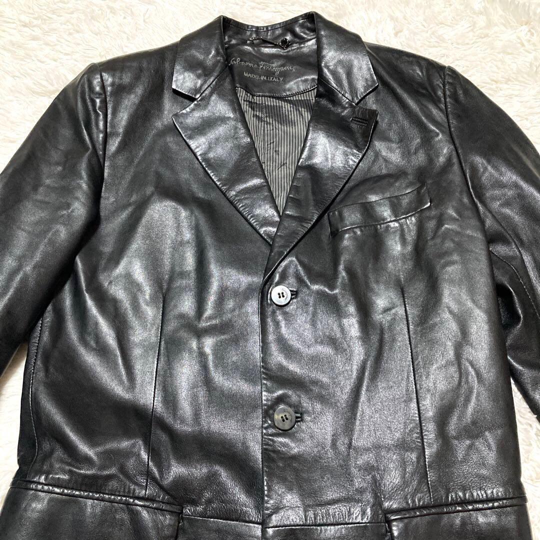 【極美品】Salvatore Ferragamo レザージャケット 本革 羊 黒