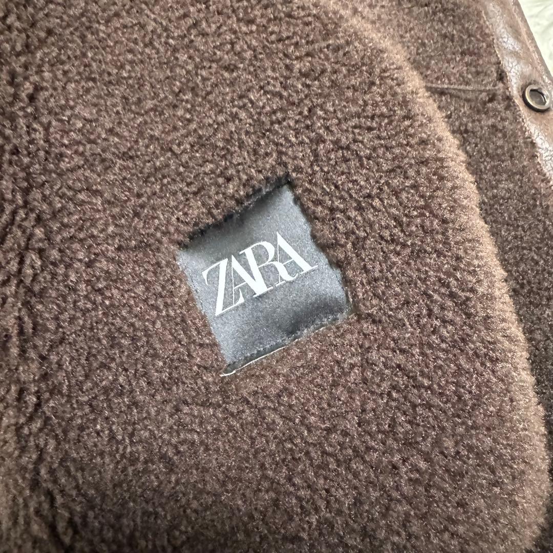 極美品　未使用級　ZARA ザラ　ダブルフェイスオーバーシャツ　裏ボア　ブラウン