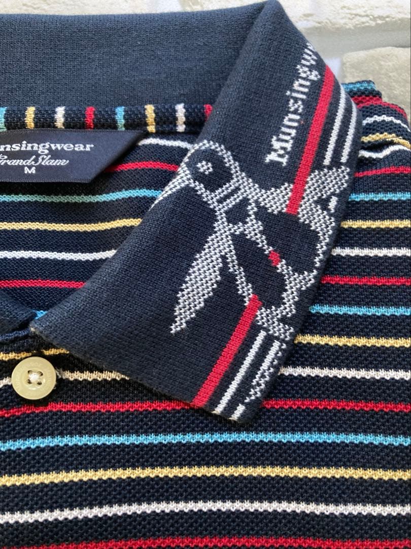 未使用⭐︎Munsingwear マンシング　ボーダー柄 長袖ポロシャツ M