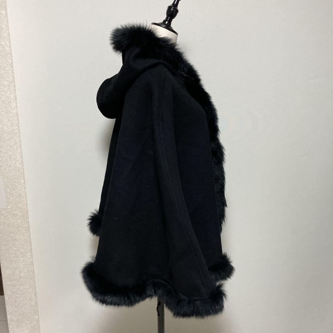 【希少極美品】ストロベリーフィールズ　ポンチョ　ケープコート　フォックスファー
