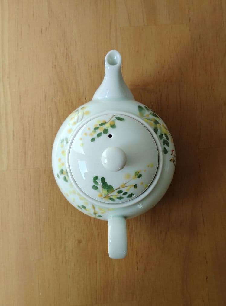【新品】空萌工房 田口紀美子さん ティーポット ミモザ✕うさぎ✕小鳥