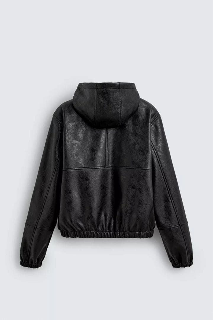 ZARA ザラ レザー フーデット ジャケット パーカー ブルゾン