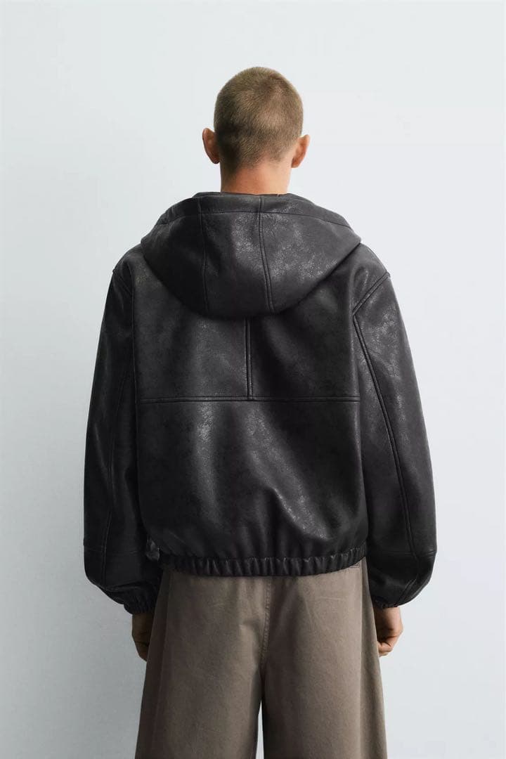 ZARA ザラ レザー フーデット ジャケット パーカー ブルゾン