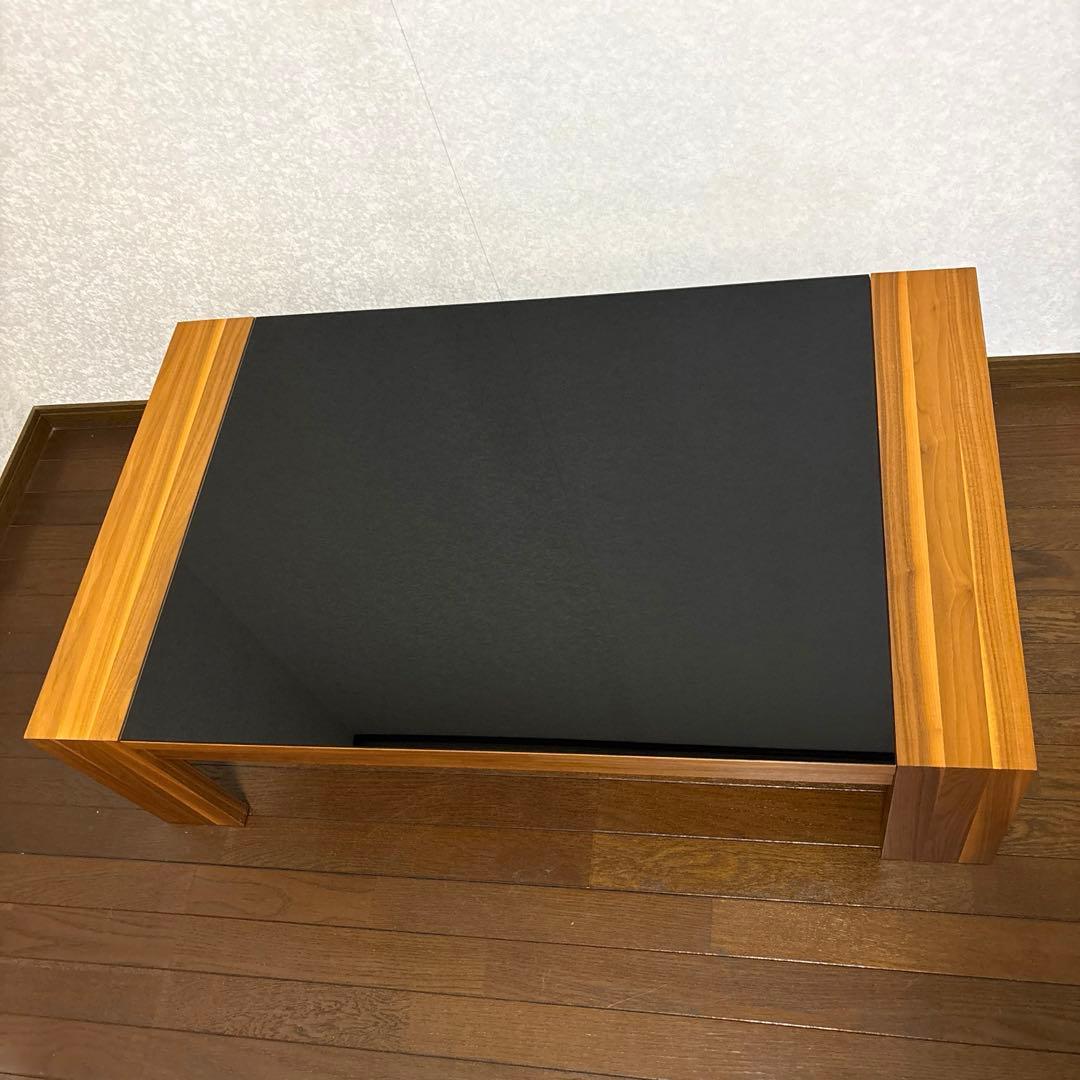 【美品】Hulsta ローテーブル ウォールナット ブラックガラス