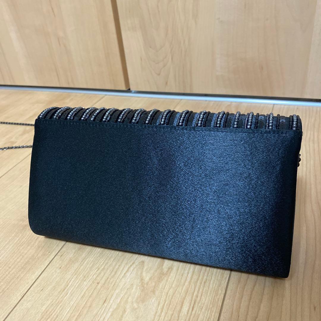 美品　東京ソワールパーティーバッグ　ブラック　ビーズ