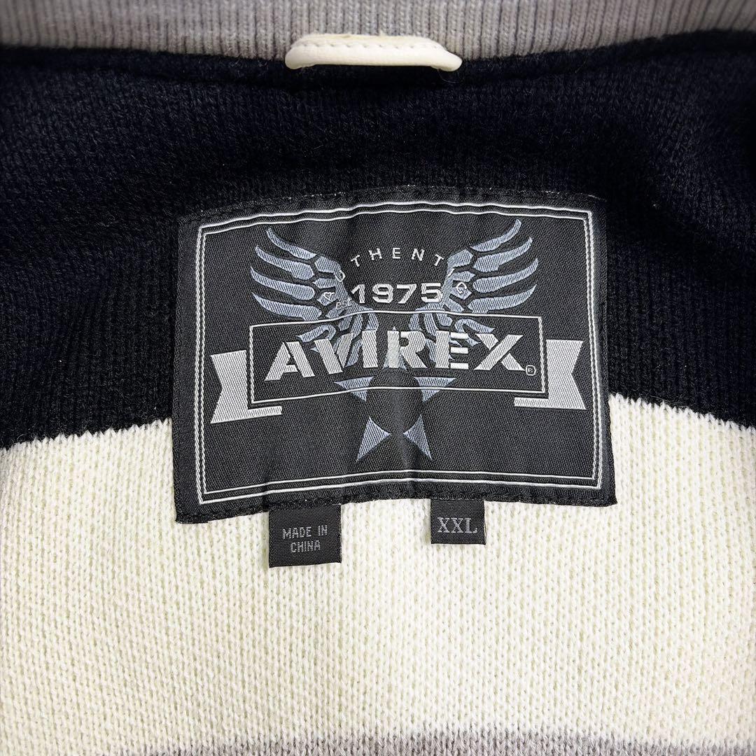 AVIREX XXLレザースタジャン レザージャケット 本革バーシティジャケット