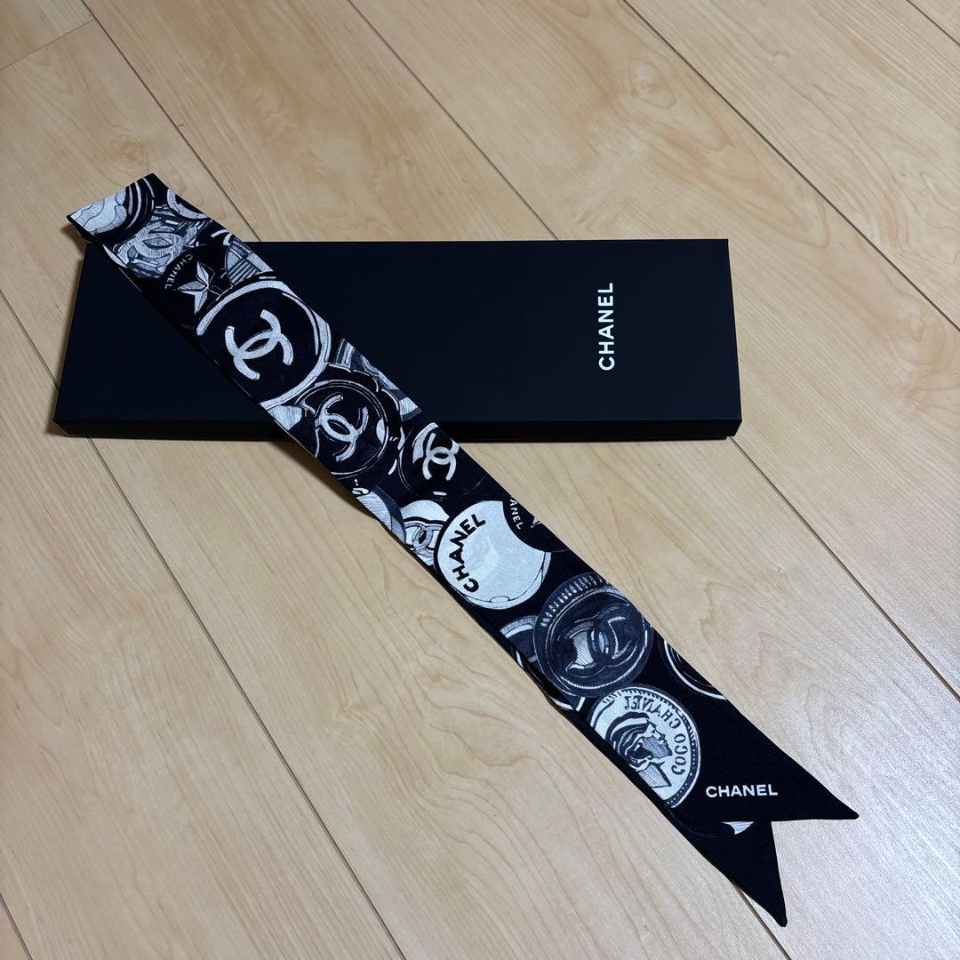 CHANEL ロゴプリント スカーフ　ヘアバンド