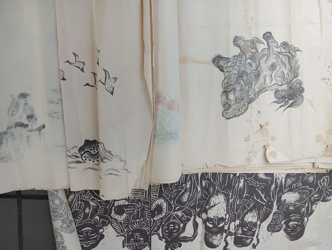 江戸時代後期〜明治時代中期頃１７枚旧家蔵出縦４０Ｘ横幅５０センチ時代絵図当時物