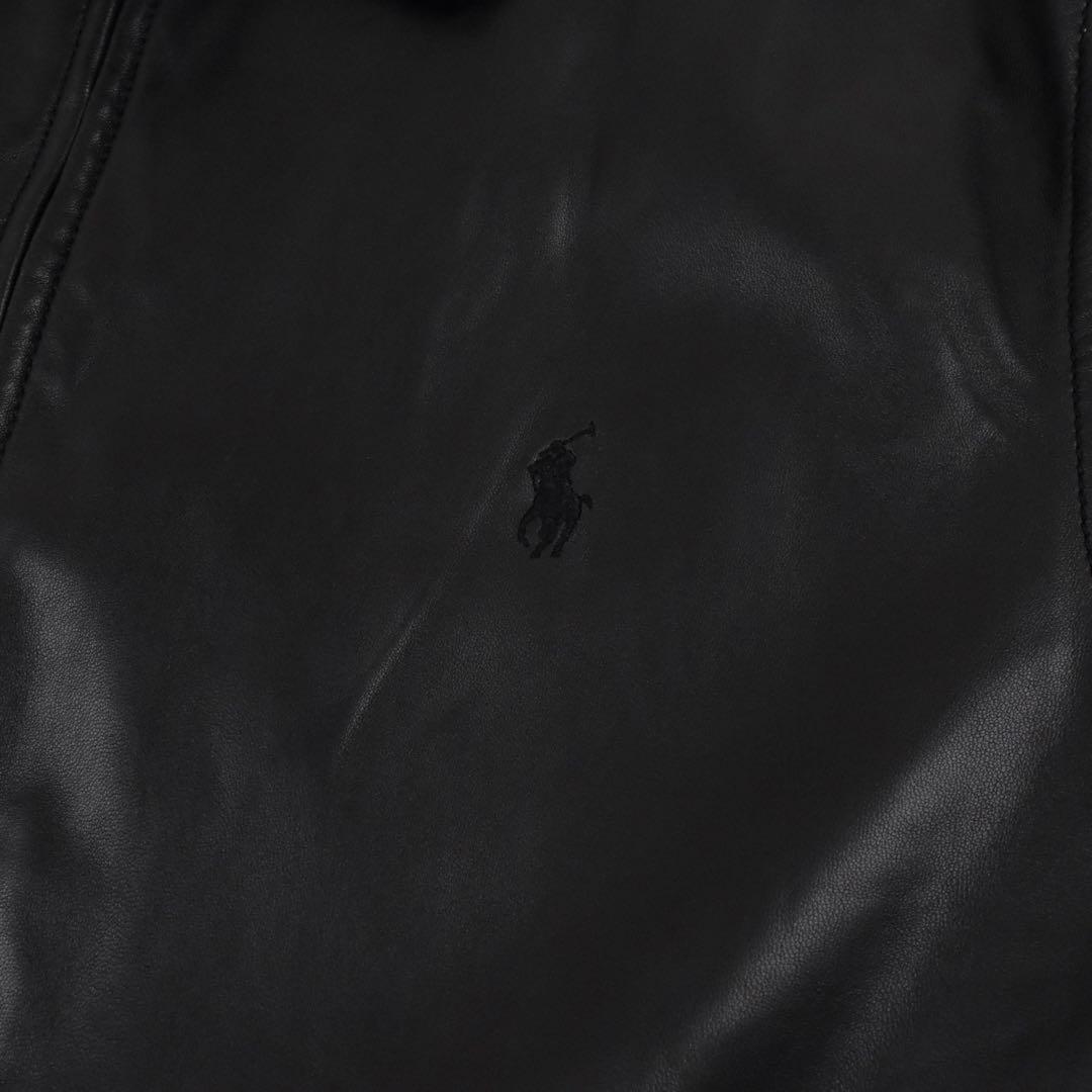 90s Ralph Lauren Leather Jacket BLACK L！