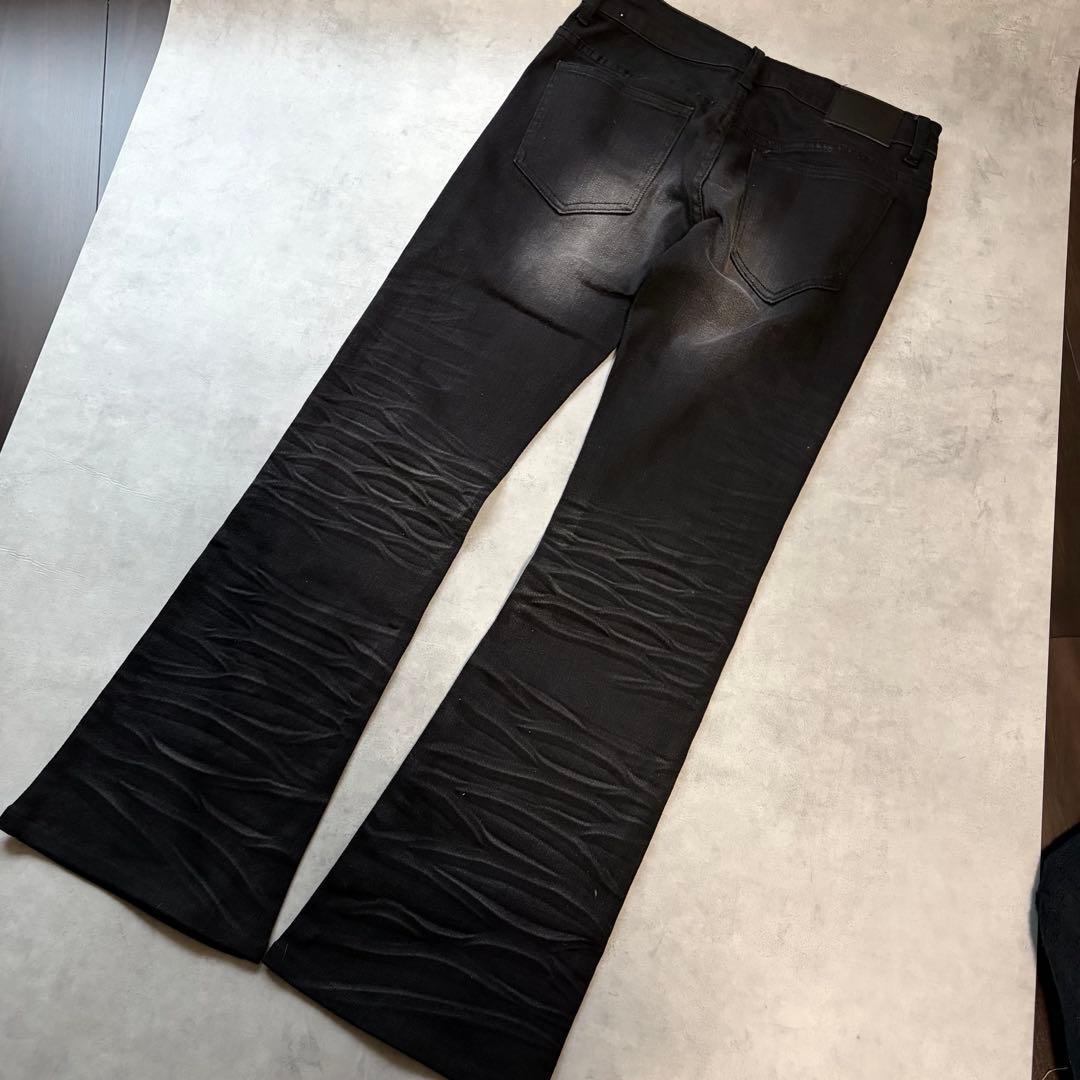 美品00s y2k 鬼ヒゲflare denim黒stretch archive
