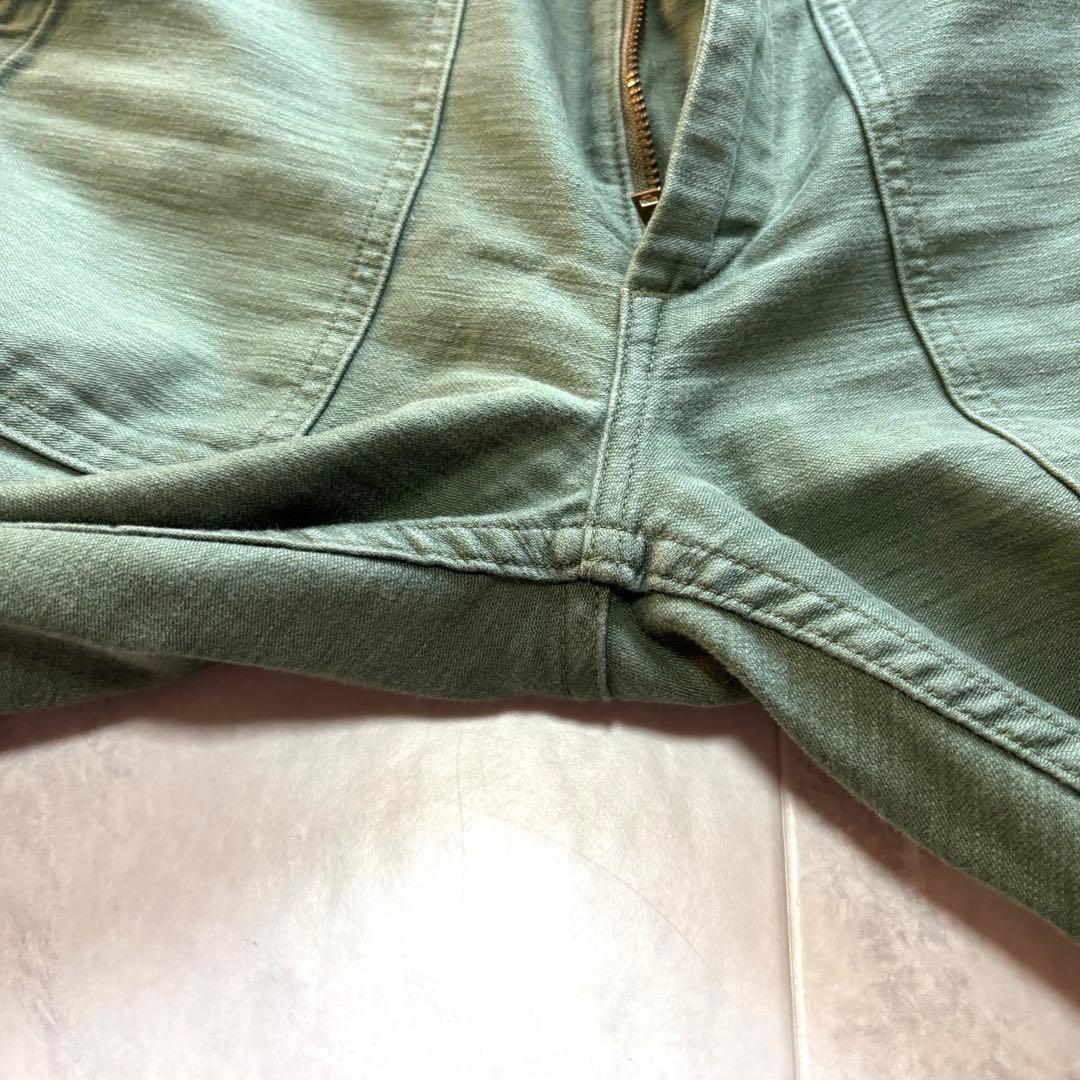 【名品図鑑】オアスロウ ベイカーパンツ コットンサテン M 日本製 定番