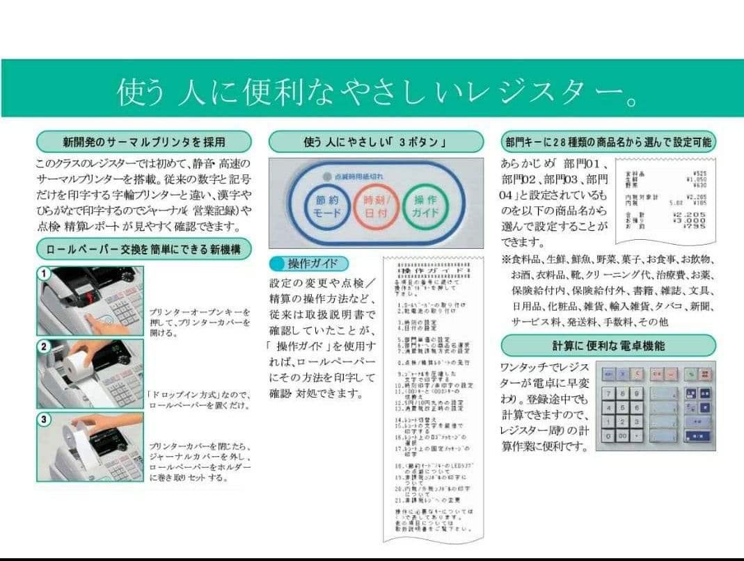 カシオレジスター　TE-M80　中古品　人気機種感熱紙　送料無料　801000