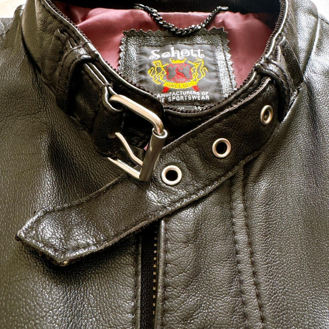 【美品】Schott シングルライダースジャケット ゴートレザー XL