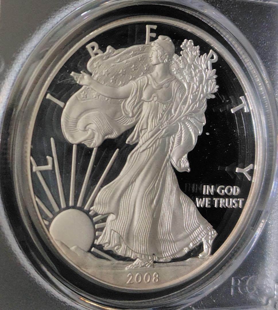 ガズデン旗ラベル 2008年 アメリカ イーグル銀貨 PCGS PR70DCAM
