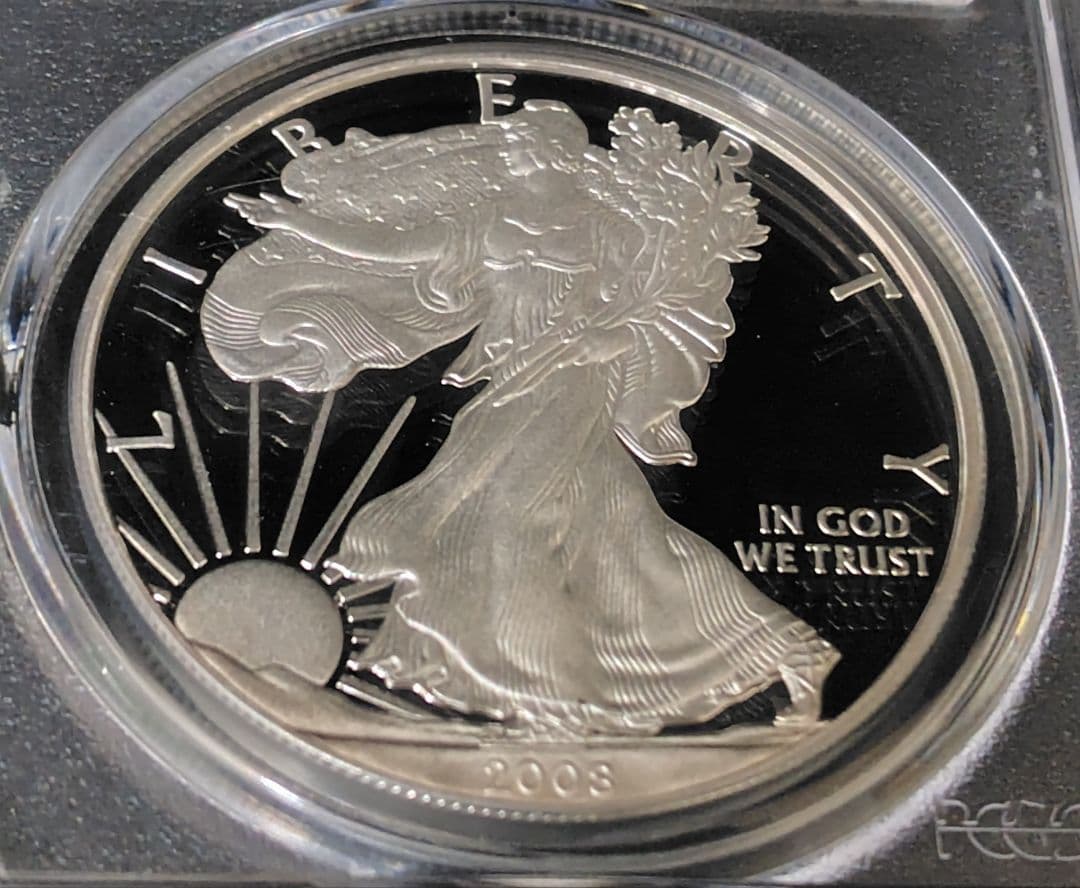 ガズデン旗ラベル 2008年 アメリカ イーグル銀貨 PCGS PR70DCAM