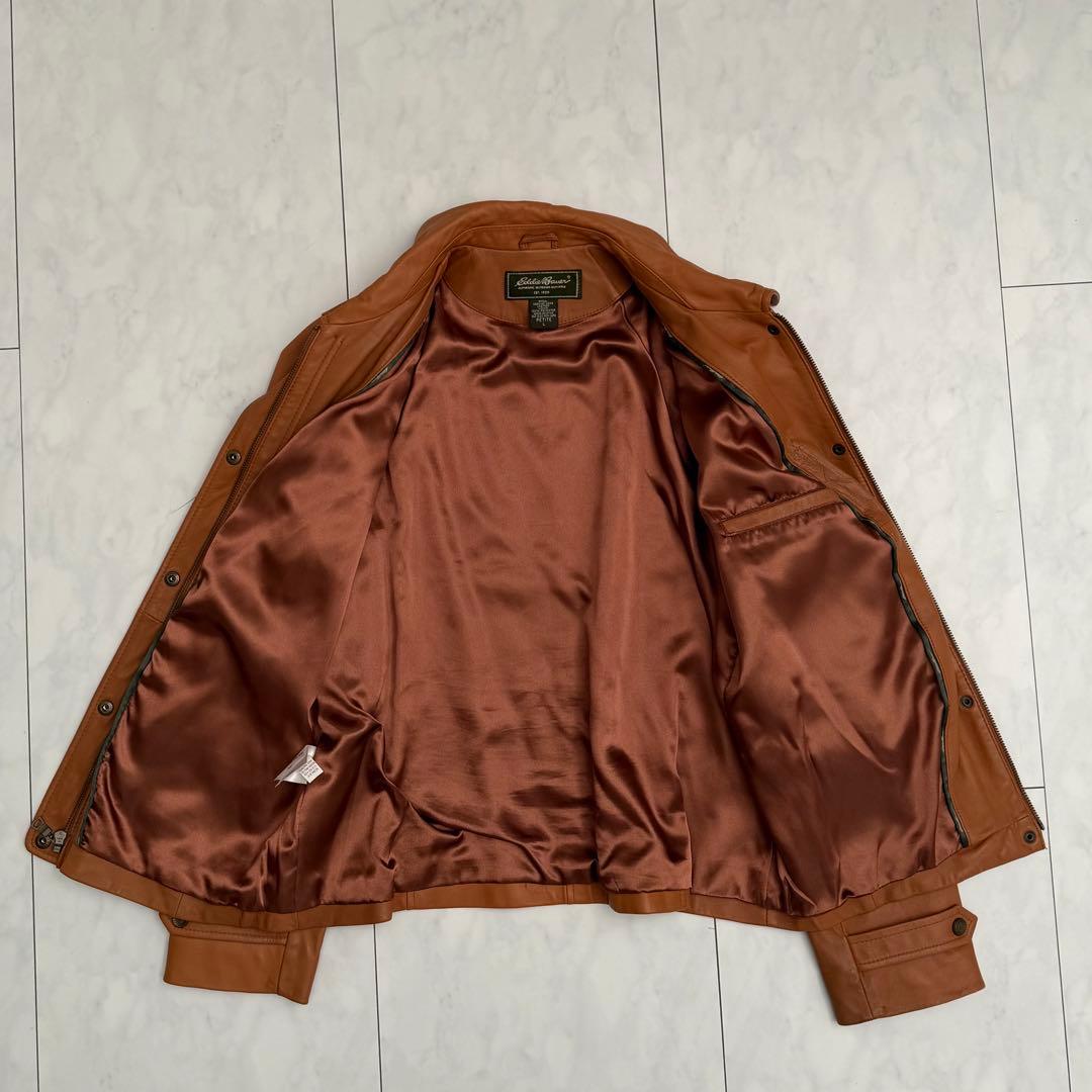 m*o様 エディーバウアー　レザージャケット　シングル　ラムレザー　ブラウン　L