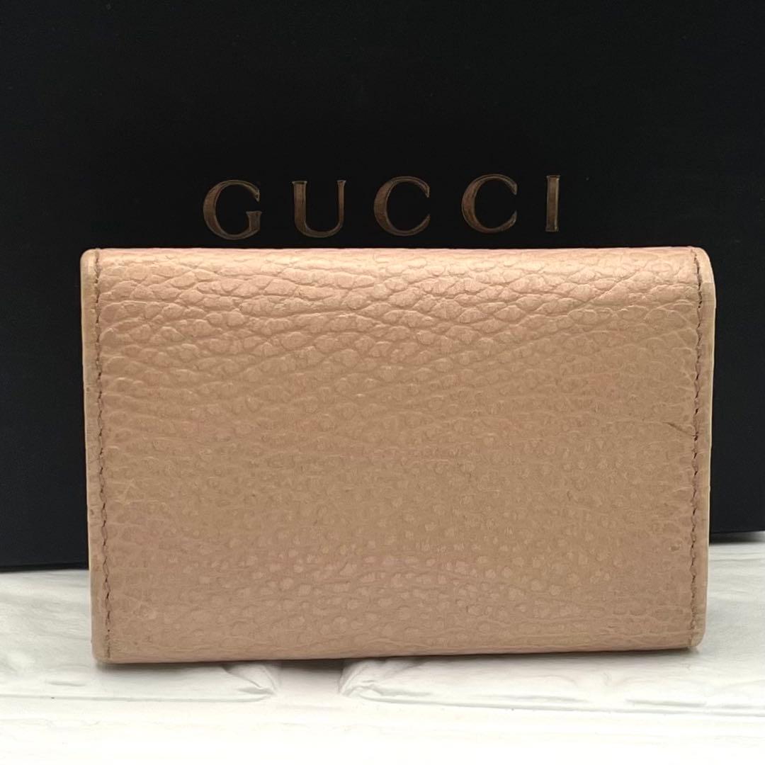 GUCCI GG マーモント レザー　６連キーケース　 ピンク