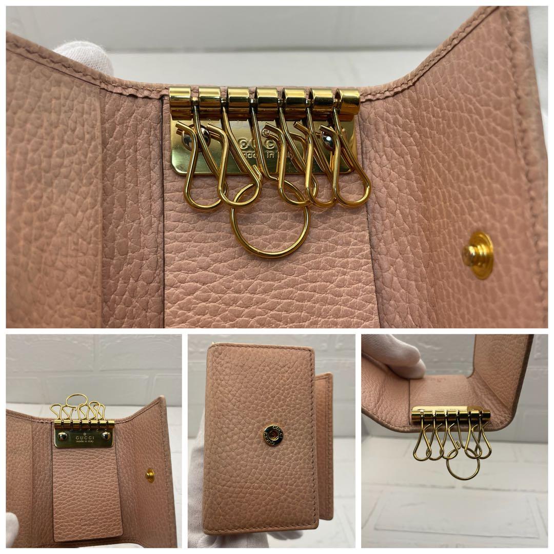 GUCCI GG マーモント レザー　６連キーケース　 ピンク