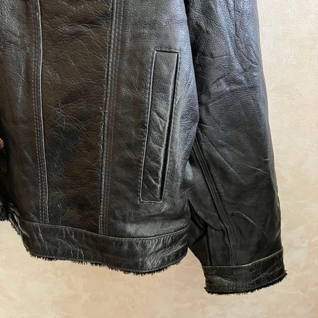 希少 70's 本革レザー トラッカーJKT 黒 XL リーバイス
