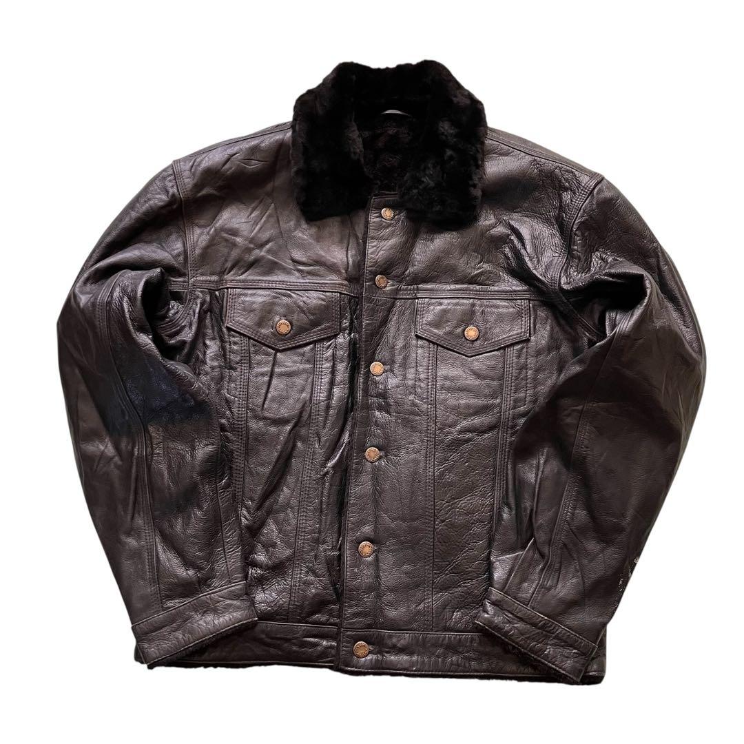 希少 70's 本革レザー トラッカーJKT 黒 XL リーバイス
