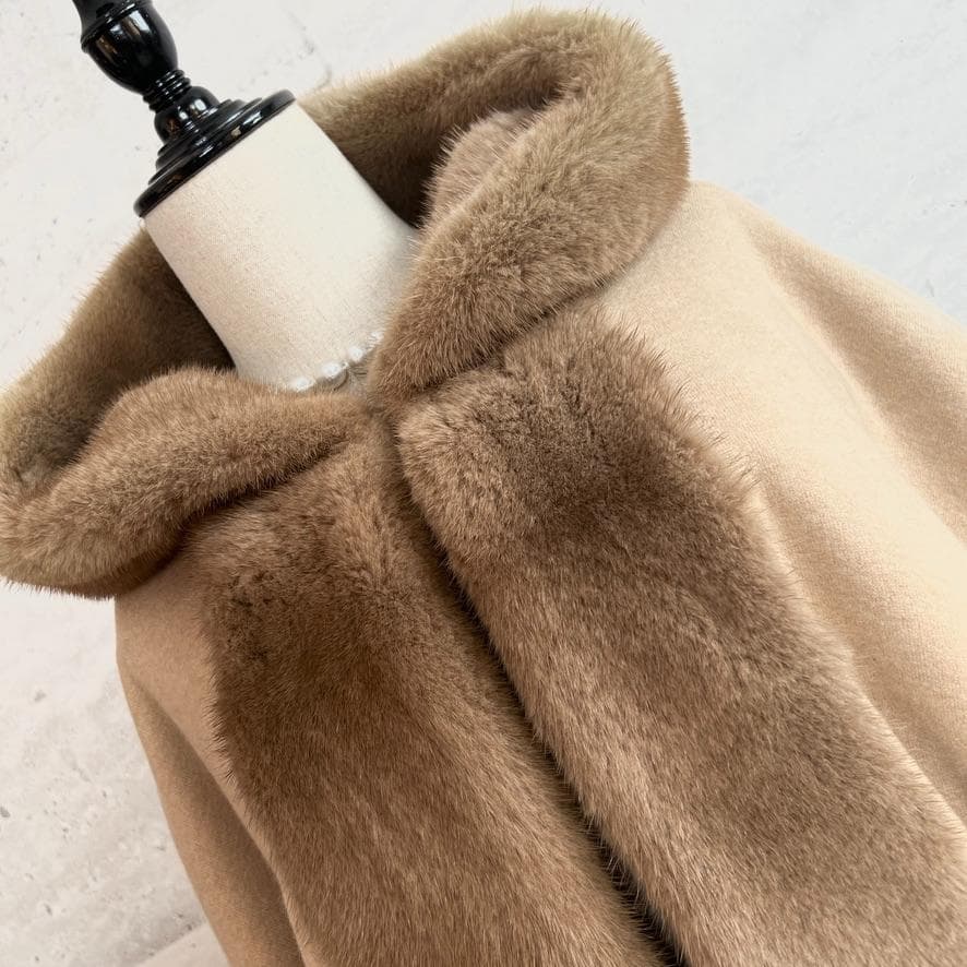 極美品★AGNONA★ミンク★ファー★カシミヤ100★ケープコート