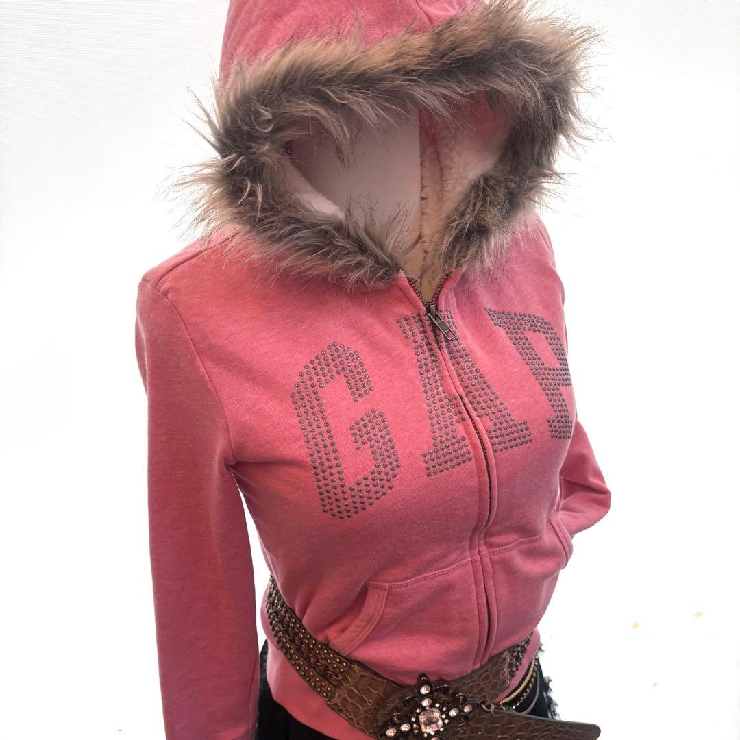 【希少】00s archive GAP fur zip hoodie Y2K