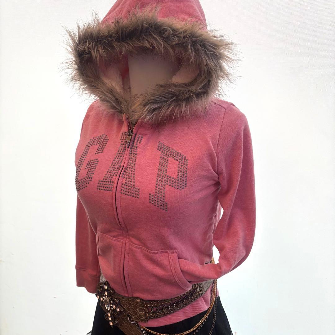 【希少】00s archive GAP fur zip hoodie Y2K