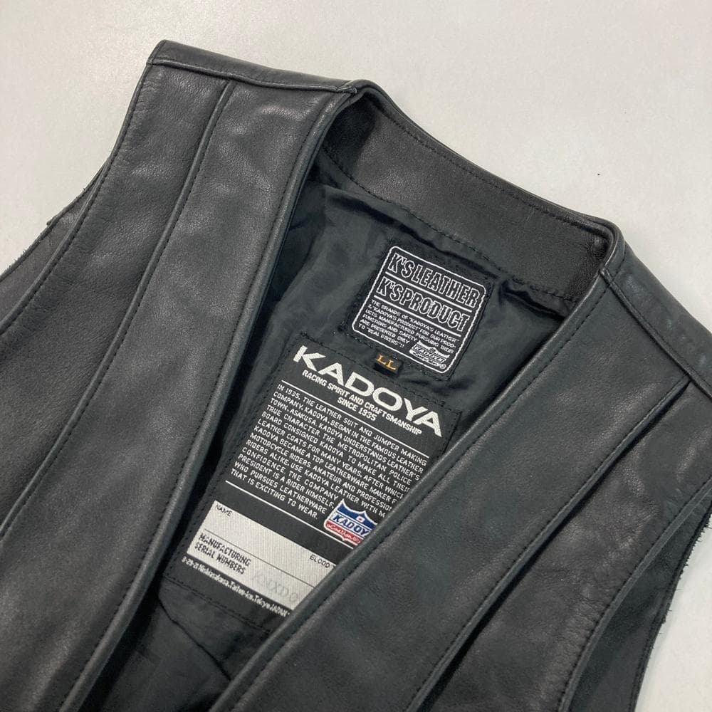 KADOYA レザーベスト　K'SLEATHER 　ブラック　LLサイズ
