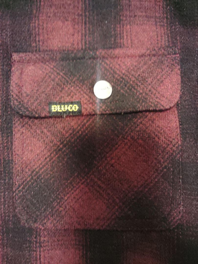 BLUCO フード付きネルシャツ　ヘビーフランネルシャツ　赤　黒