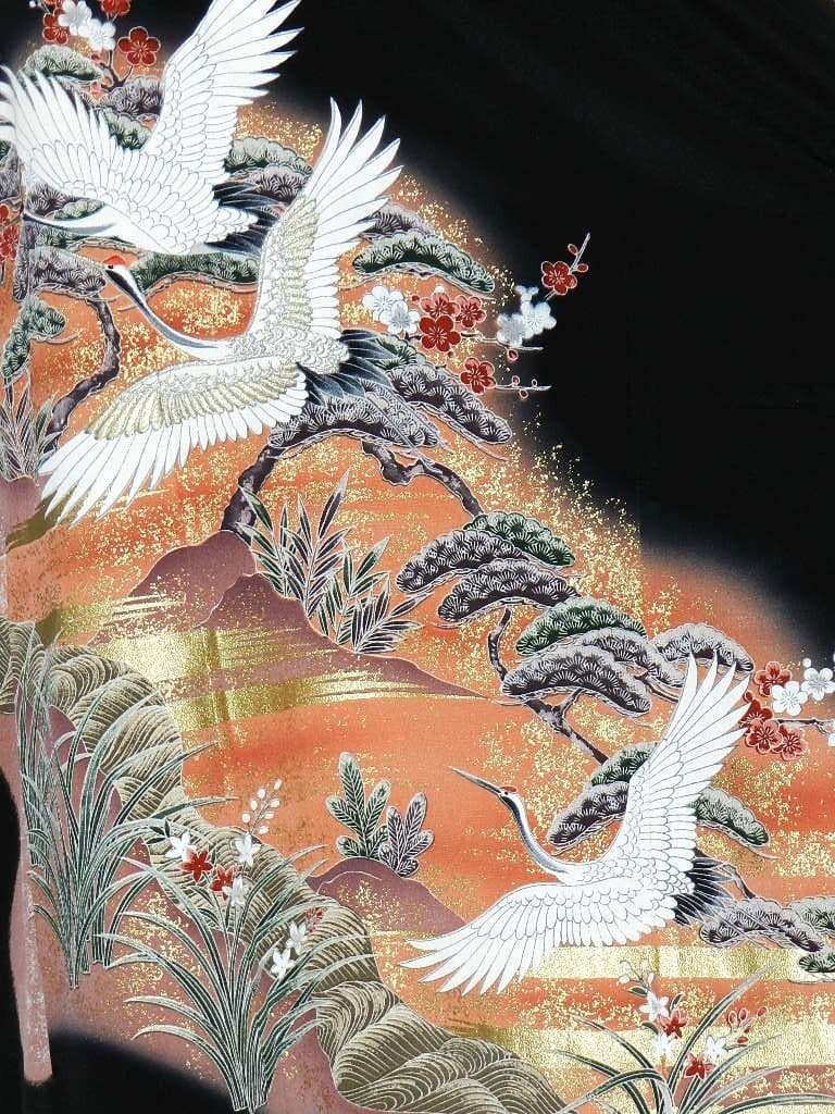 留袖　ワンピース　ドレス　フレアー袖　手書き友禅染　正絹　472　夢ちりめん