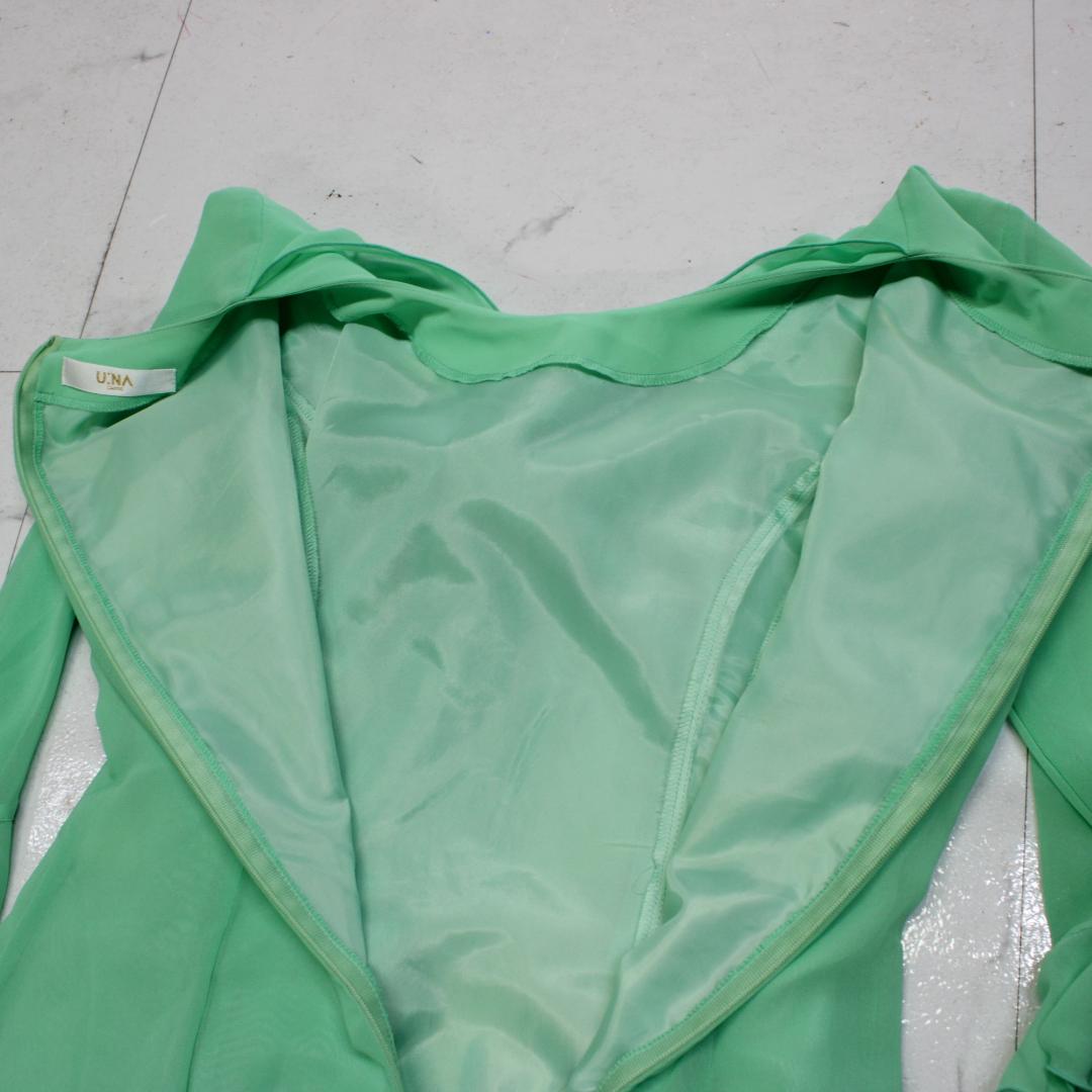 【美品 社交ダンス衣装】ワンピース ドレス U:NA 黄緑 パステル シンプル