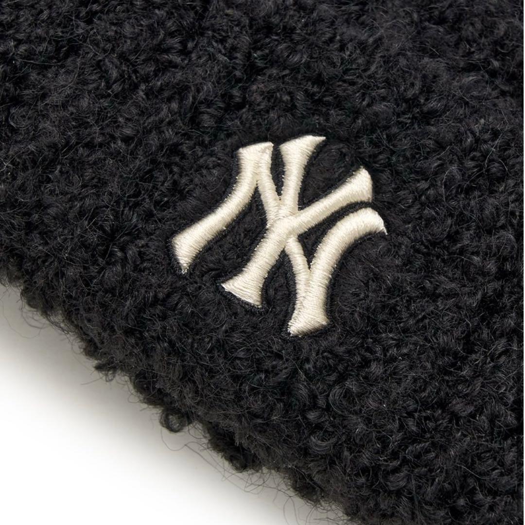 【再入荷】新品　大人気　韓国　MLB 猫耳　ニット帽　ビーニー　カリナ　黒