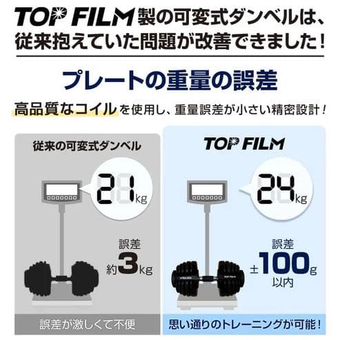 TOP FILM 可変式ダンベル 24kg 15段階調整 専用台付 ×2セット