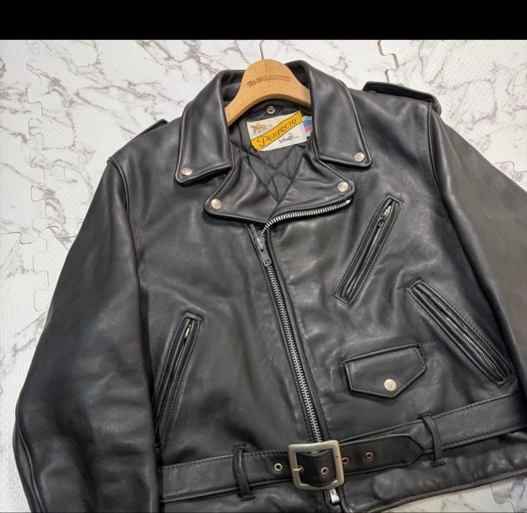 奇跡の42size✨【米国製】schott ダブルライダース 618 黒