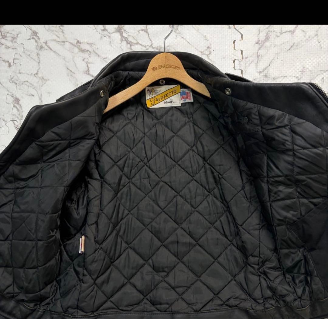 奇跡の42size✨【米国製】schott ダブルライダース 618 黒