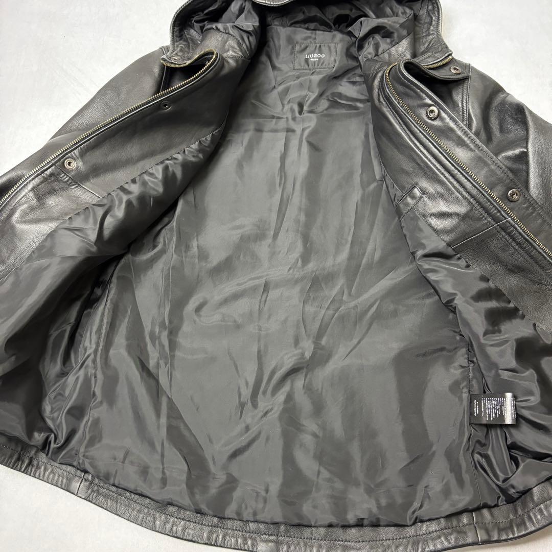 ジャケット・アウター LIUGOO LEATHER HOODED JACKET