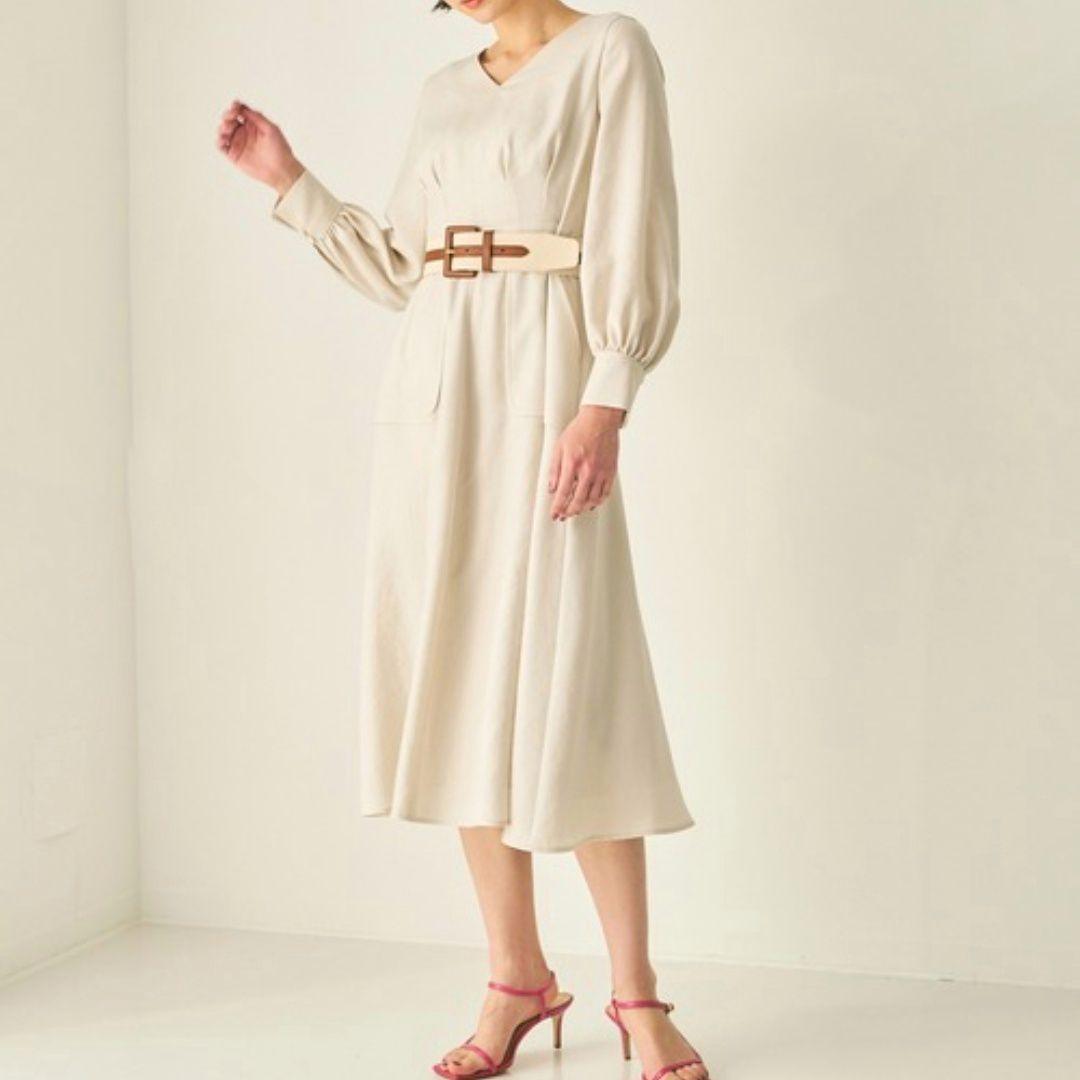 【ANAYI】ライトスラブポケットワンピース 定価4.6万 長袖 36