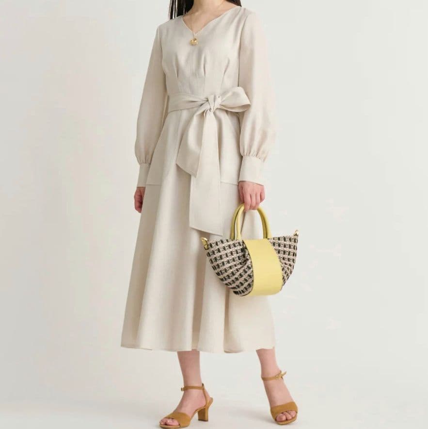 【ANAYI】ライトスラブポケットワンピース 定価4.6万 長袖 36