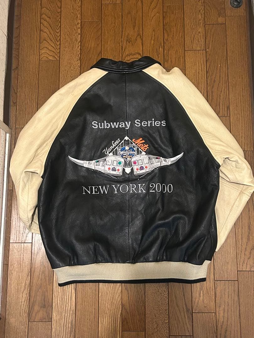 ジャケット・アウター NewYork leather stadium jacket