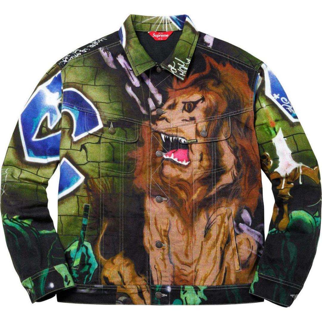 Supreme 18ss ライオングラフィック　デニムジャケット　S