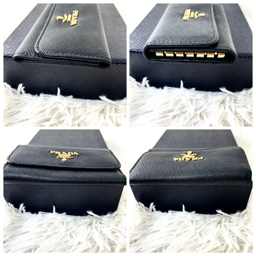 プラダ　PRADA 6連キーケース　ブラック　黒　サフィアーノ　ゴールド金具