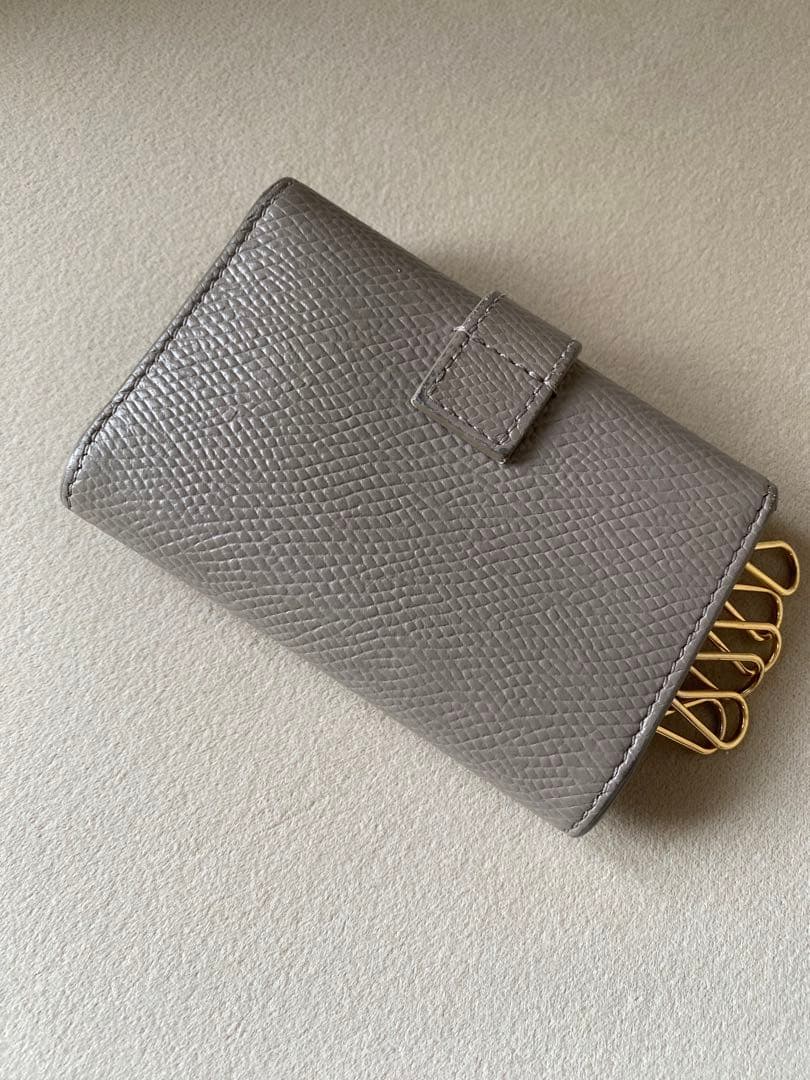 CELINE グレインドカーフスキン グレージュ 6連 キーケース ゴールド