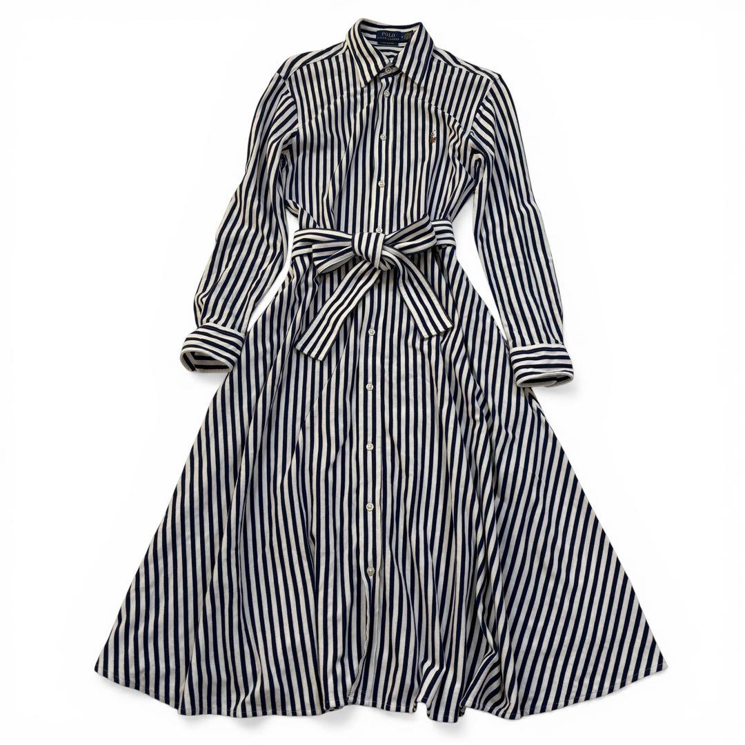 極美品 ポロラルフローレン ニットシャツワンピース 現行タグ 定価4万円