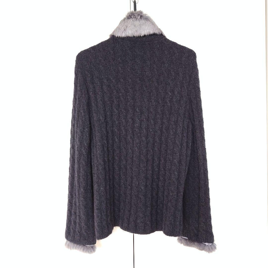 【美品】 LANVIN ランバンコレクション ニットジャケット ファー グレー