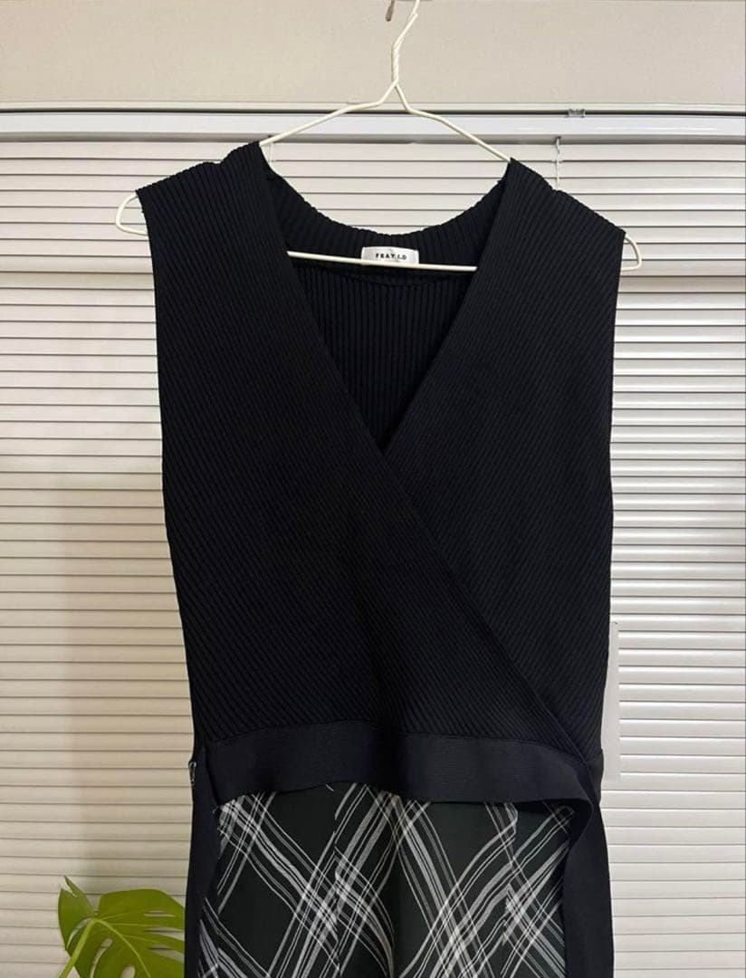 【FRAY I.D】カシュクールニットコンビワンピース