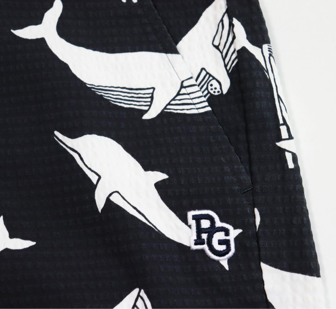 《パーリーゲイツ》新品 シアサッカー生地 クジラ柄ショートパンツ 4(W80)