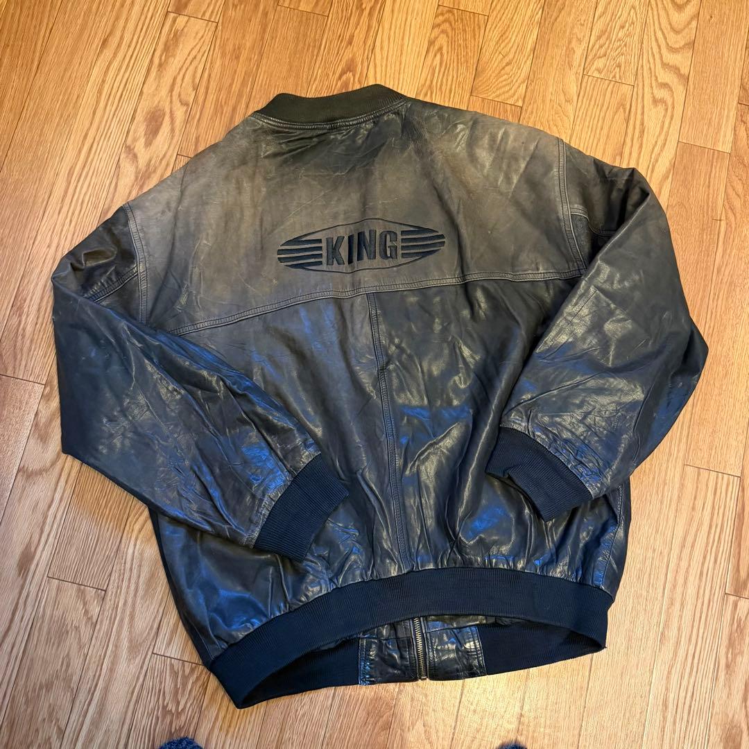 80s 90s PUMA レザー ボンバージャケット KING XXLサイズ