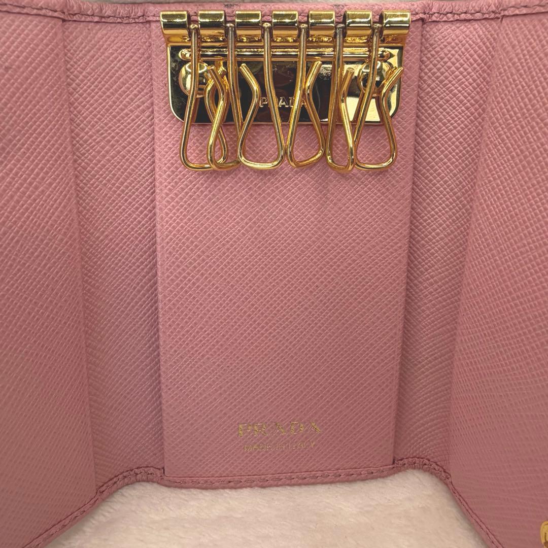 PRADA プラダ 6連キーケース リボン サフィアーノレザー ゴールド ピンク